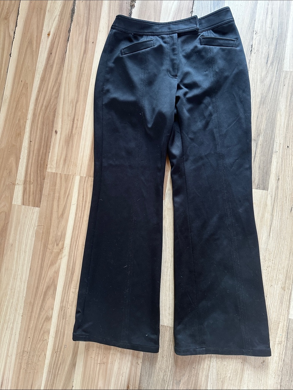 Simon Chang Black Pants with Red Logo Detail